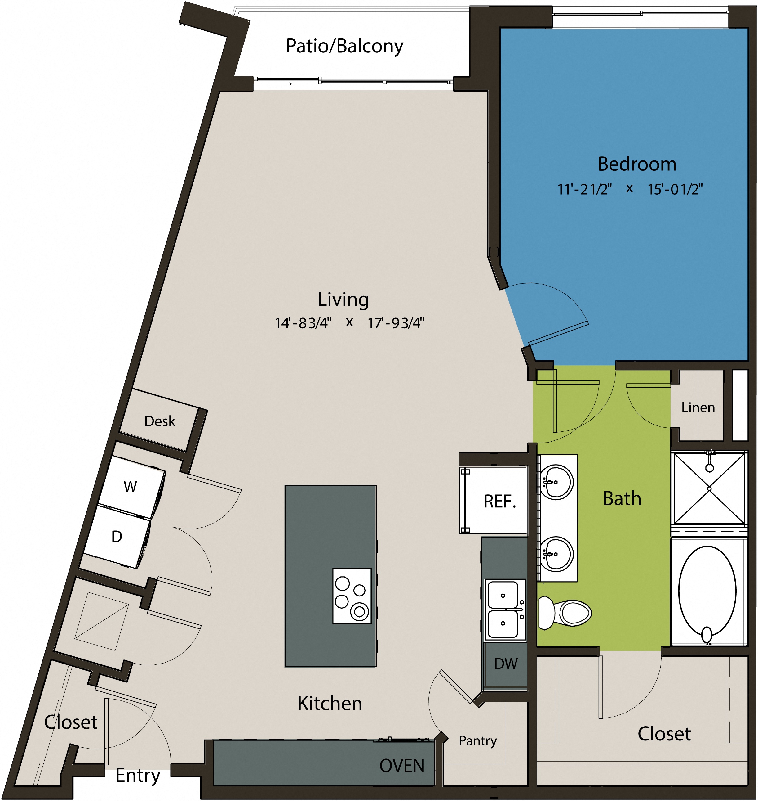 Floor plan layout diagram for 1N